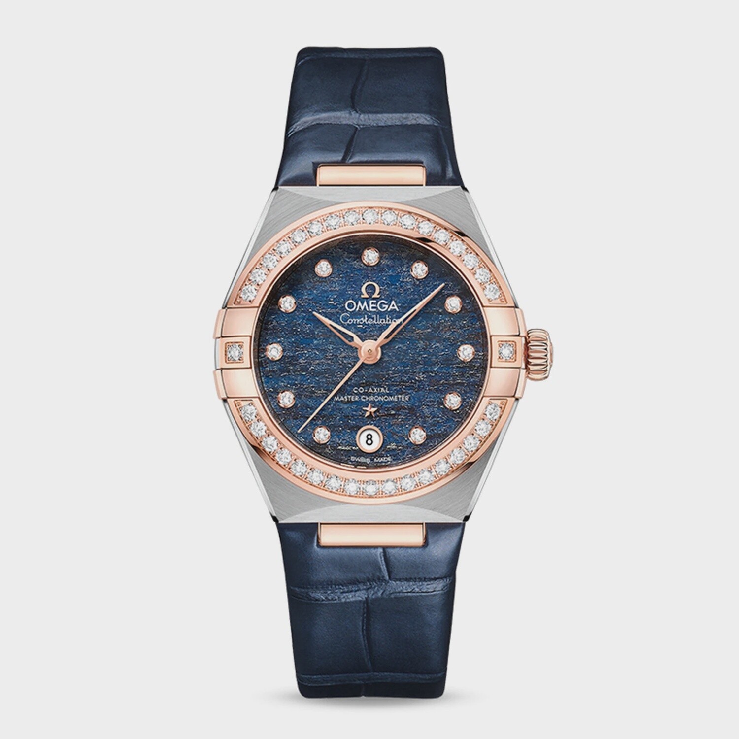 Constellation 29mm with Blue Aventurine Diamond Dial in a Stainless Steel and Rose Gold on Blue Alligator Strap