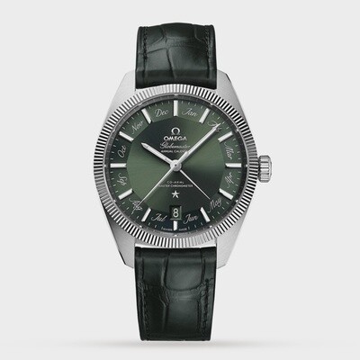 Globemaster 41mm with Green Dial in a Stainless Steel Case on Green Alligator Strap