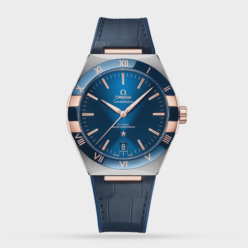 Constellation 41mm With Blue Dial in Stainless Steel and Rose Gold on  Blue Alligator Strap