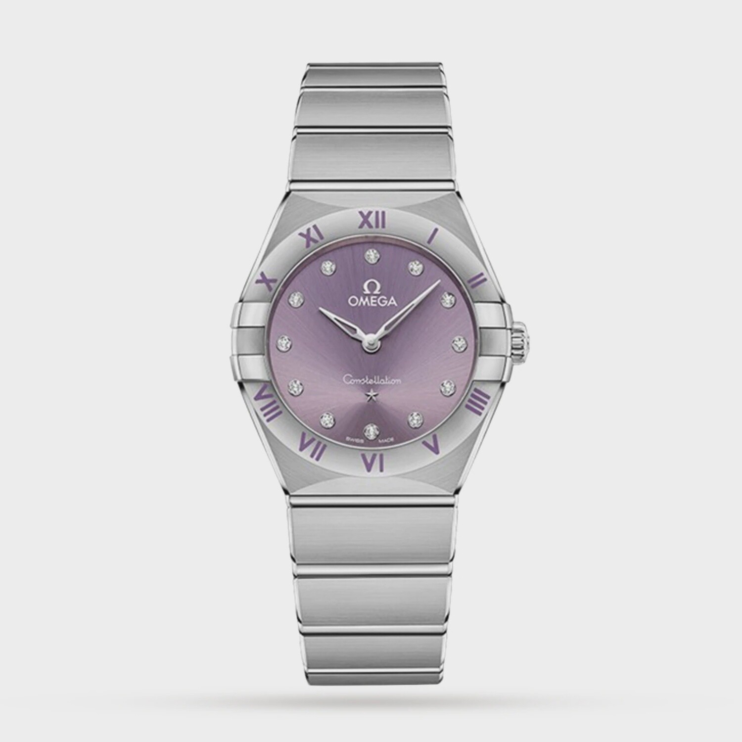 Constellation Quartz 28mm with Purple Diamond Dial in Stainless Steel