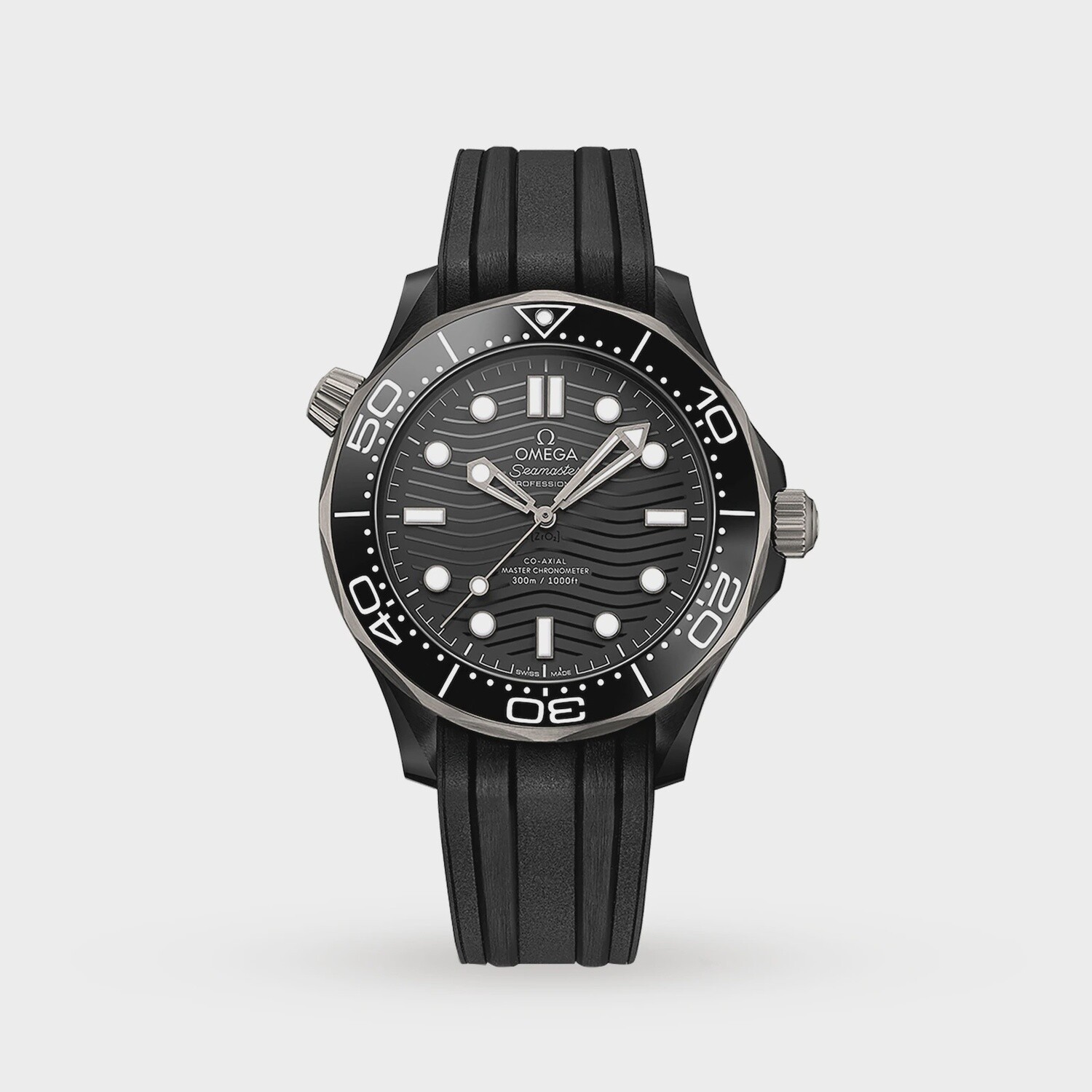Seamaster Diver 300m 43.5mm Black Ceramic Black Dial on Black Rubber Strap