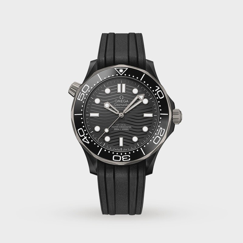 Seamaster Diver 300m 43.5mm Black Ceramic Black Dial on Black Rubber Strap