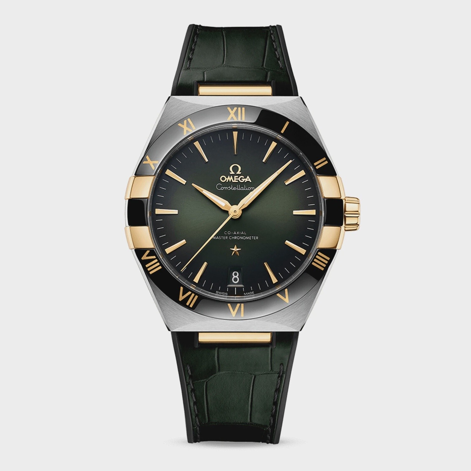 Constellation 41mm with Green Dial in a Stainless Steel and yellow Gold Case on Green Alligator and Rubber Strap