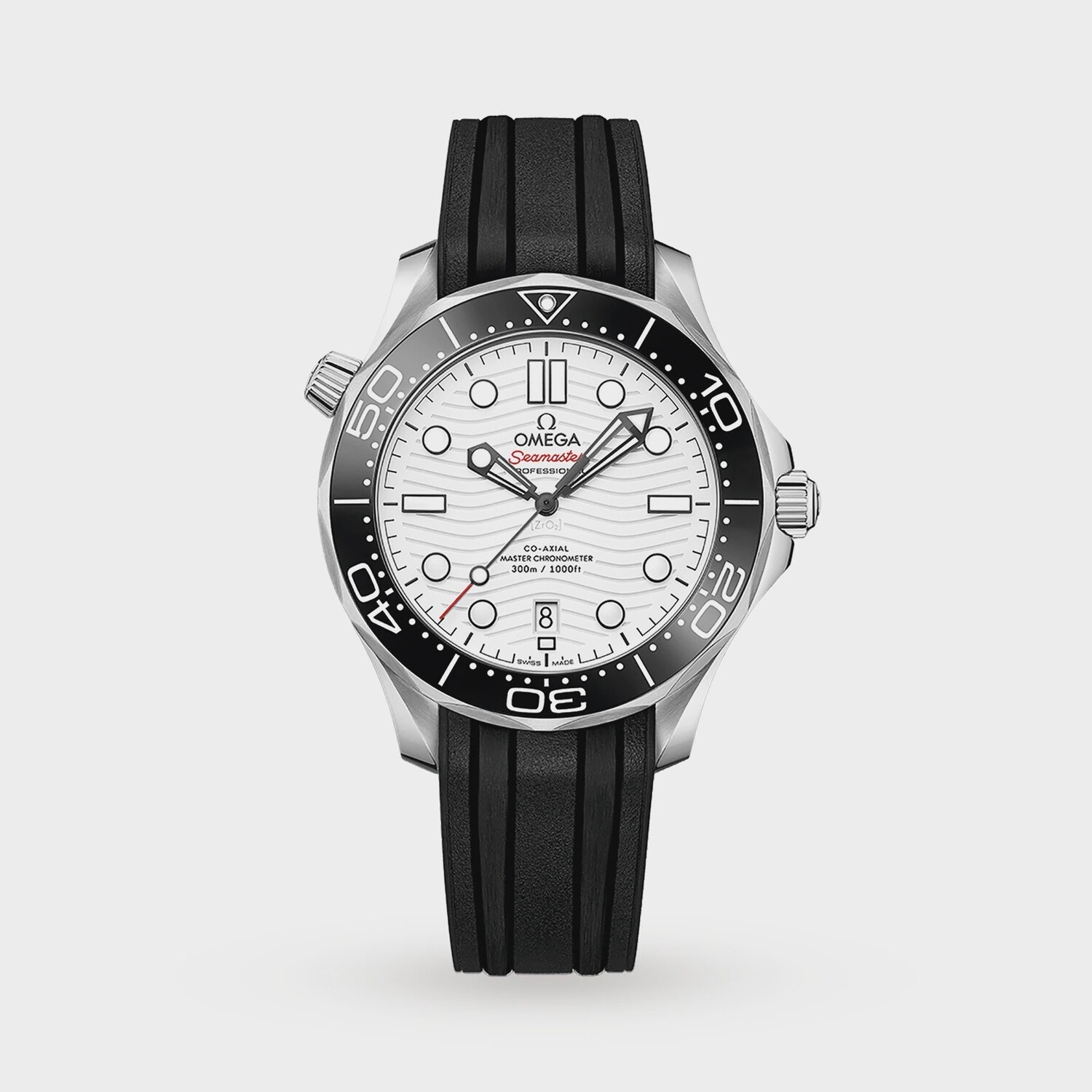 Seamaster Diver 300M 42mm with White Dial in a Stainless Steel Case on  Black Rubber Strap