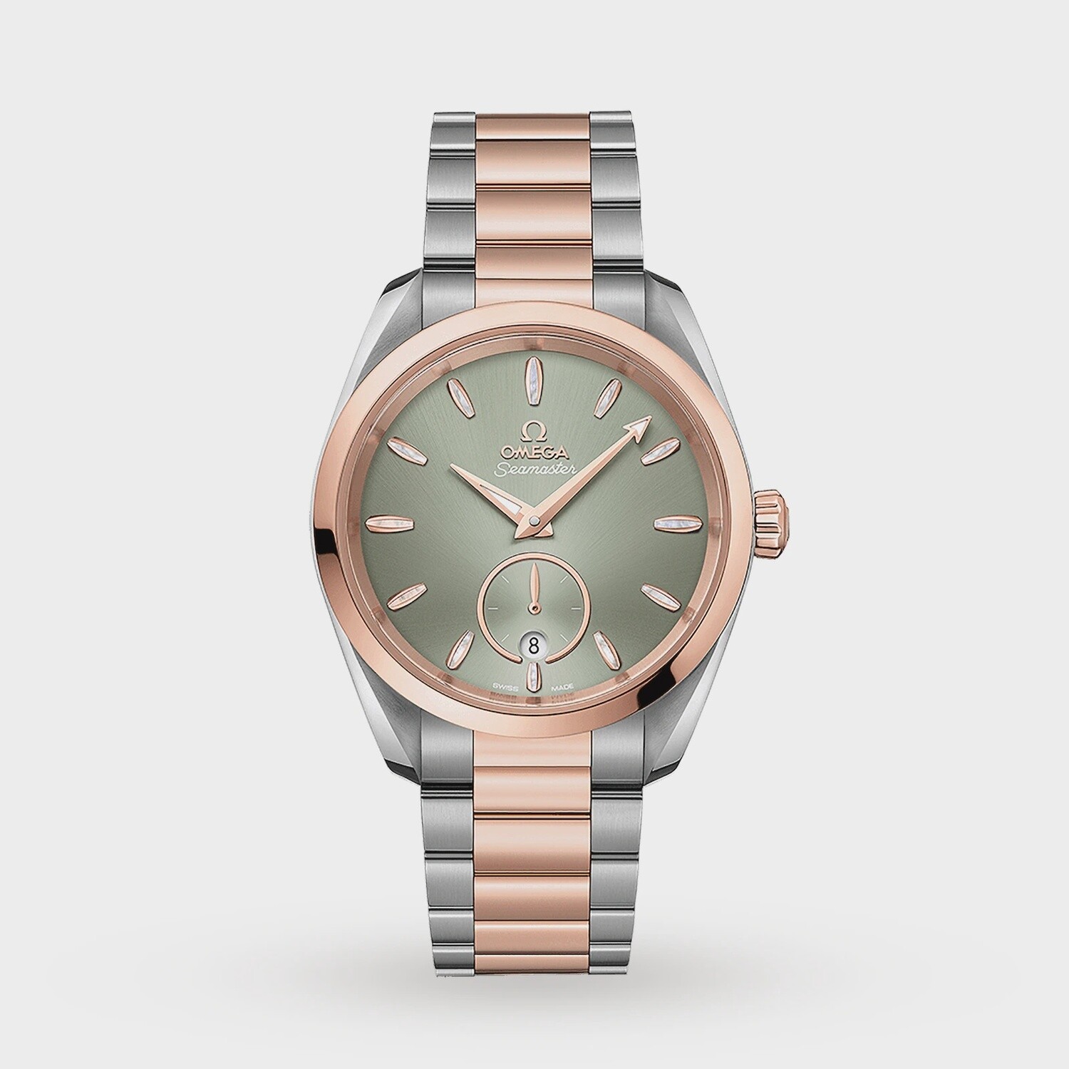 Aqua Terra 38mm with Light Green Dial in Stainless Steel and Rose Gold
