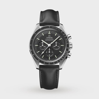 Speedmaster Moonwatch Professional Sapphire 42mm with Black Dial in Stainless Steel on Leather Strap