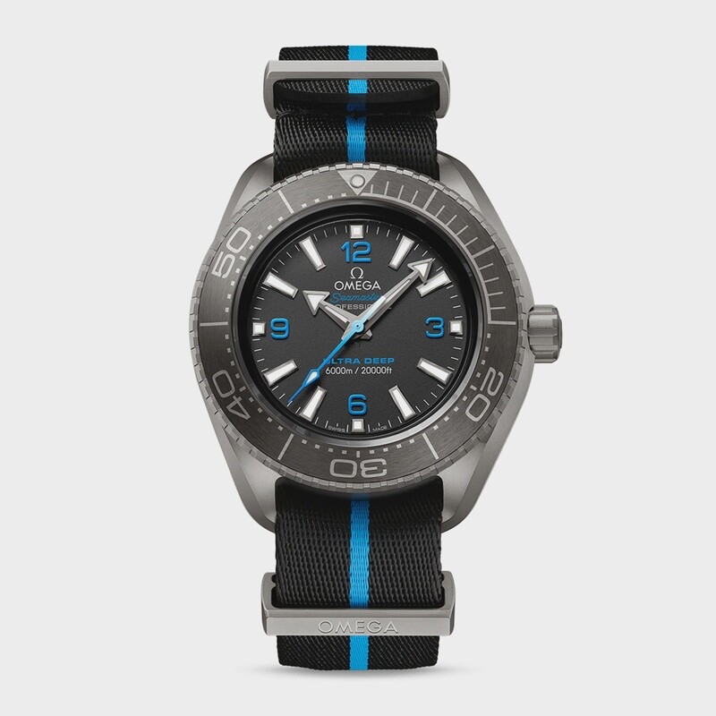 Seamaster Planet Ocean 6000M 45.5mm with Black Dial in Titanium on a NATO Strap