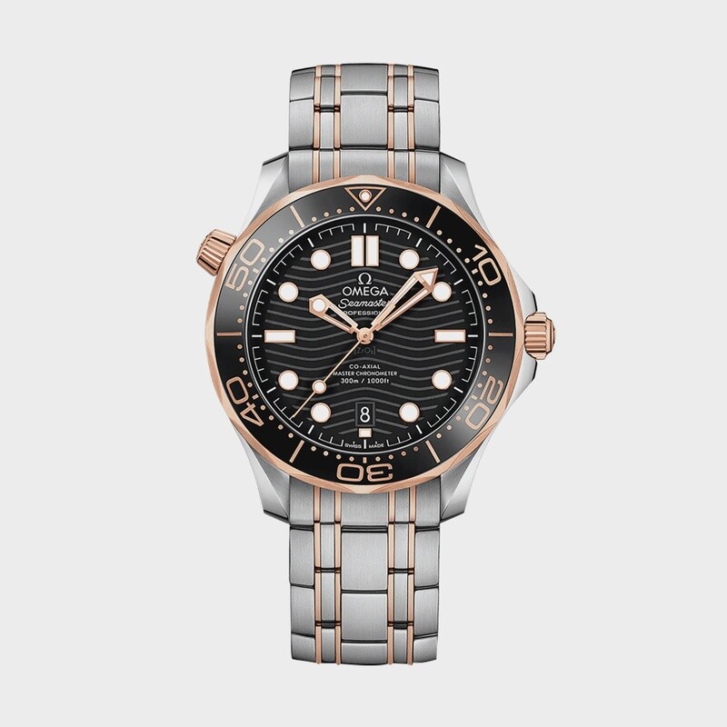 Seamaster Diver 300m 42mm with Black Dial in Stainless Steel and Rose Gold