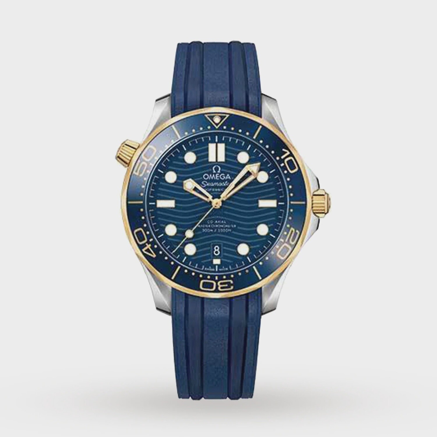 Seamaster  300m 42mm with Blue dial in a Stainless Steel and Yellow gold Case on a Blue Rubber Strap
