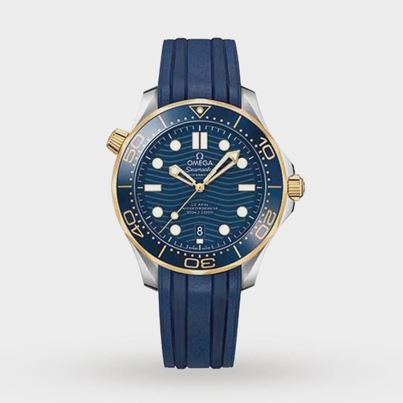 Seamaster  300m 42mm with Blue dial in a Stainless Steel and Yellow gold Case on a Blue Rubber Strap