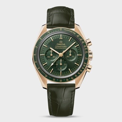 Speedmaster Moonwatch 42mm with Green Dial in a Yellow Gold Case on a Green Alligator Strap