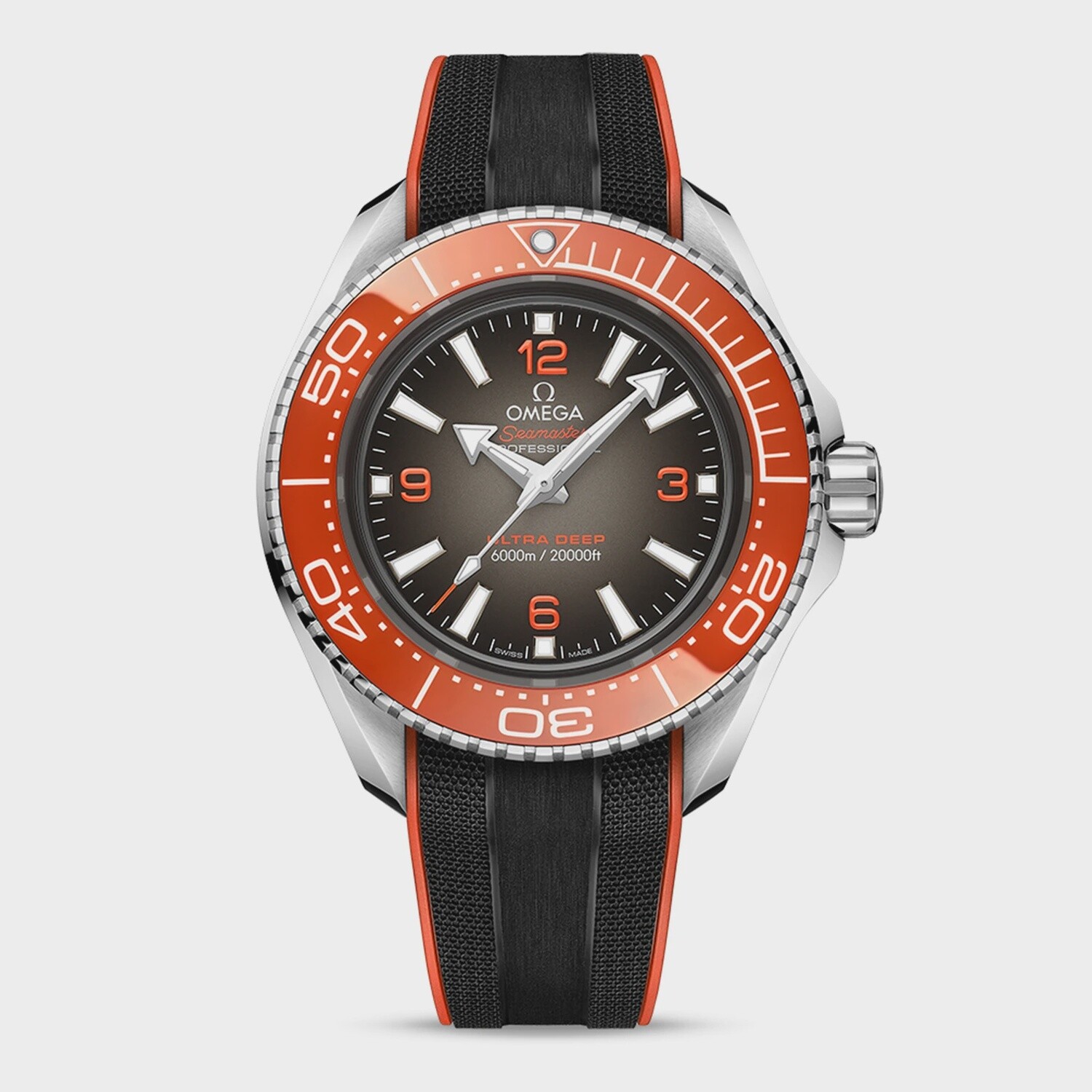 Seamaster Planet Ocean 6000M 45.5mm with Grey Dial in Stainless Steel on Rubber Strap