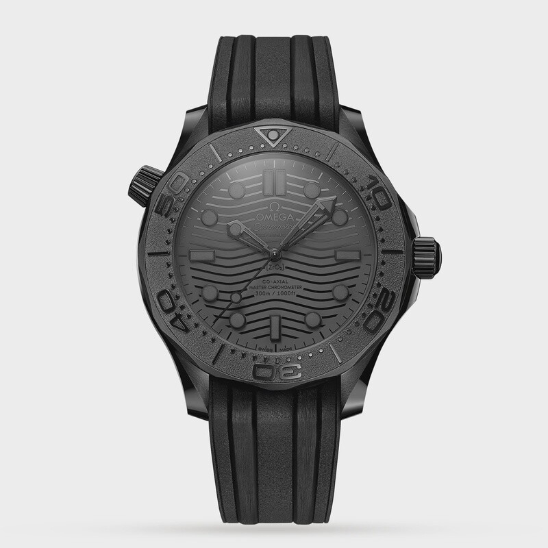 Seamaster Diver 300m 43.5mm with Black Dial Black Ceramic on Rubber Strap