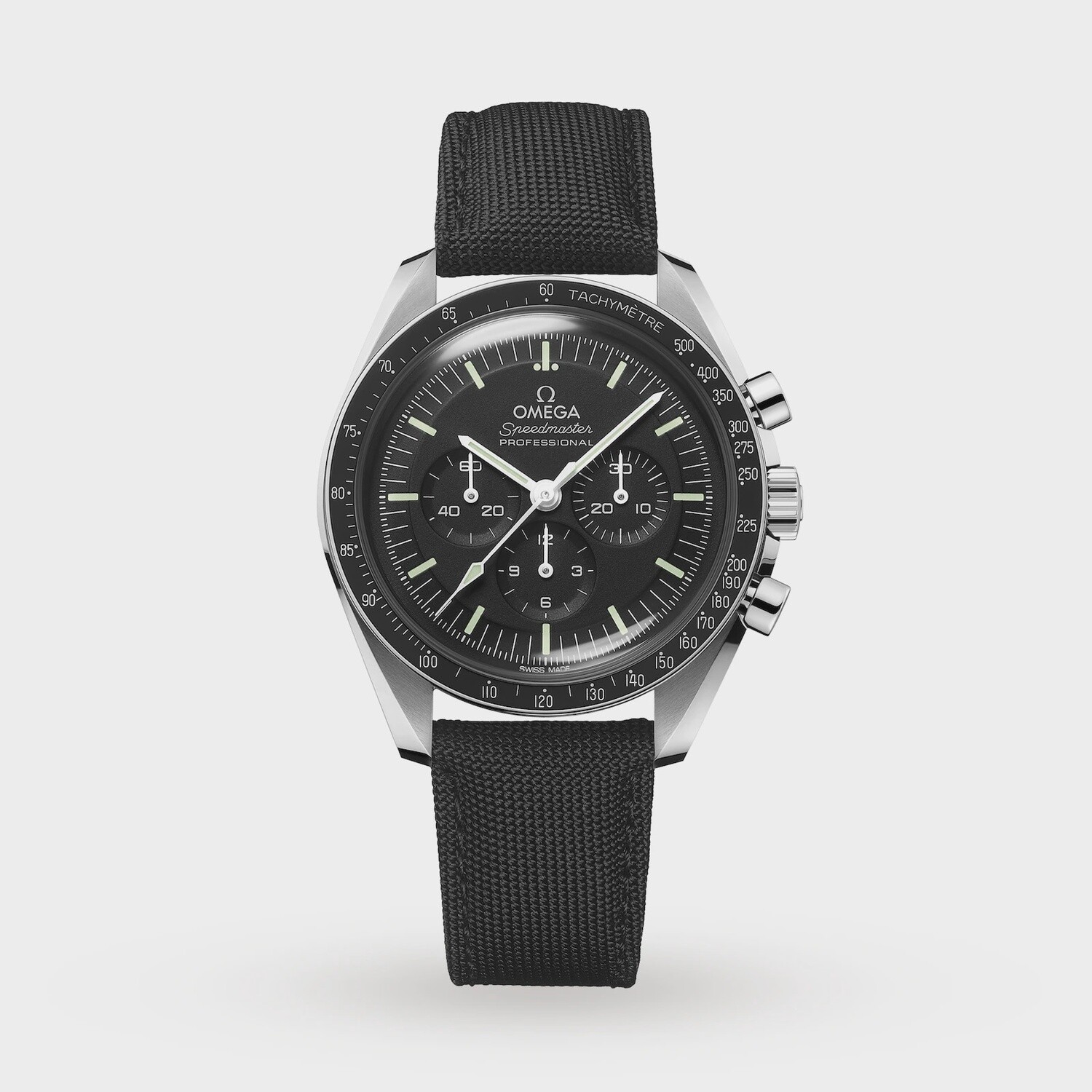 Speedmaster Professional Moonwatch Hesalite 42mm with Black Dial in a Stainless Steel case on Black Strap