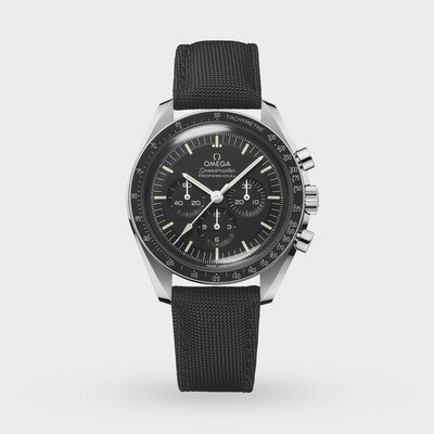 Speedmaster Professional Moonwatch Hesalite 42mm with Black Dial in a Stainless Steel case on Black Strap