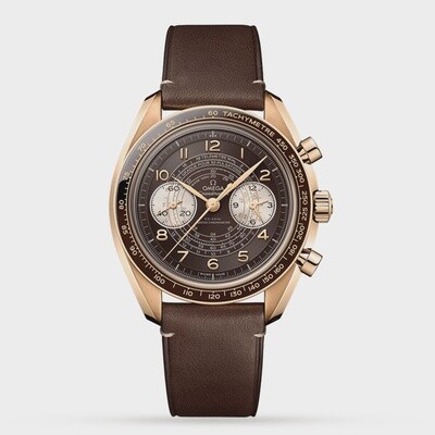 Speedmaster Chronoscope 43mm with Brown Dial in a Bronze Gold on Brown Leather Strap