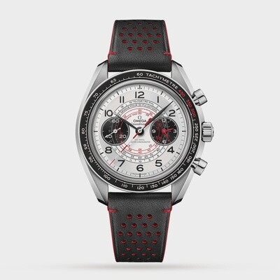 Speedmaster Chronoscope 43mm with Black Dial in a Stainless Steel on Black Perforated Leather Strap
