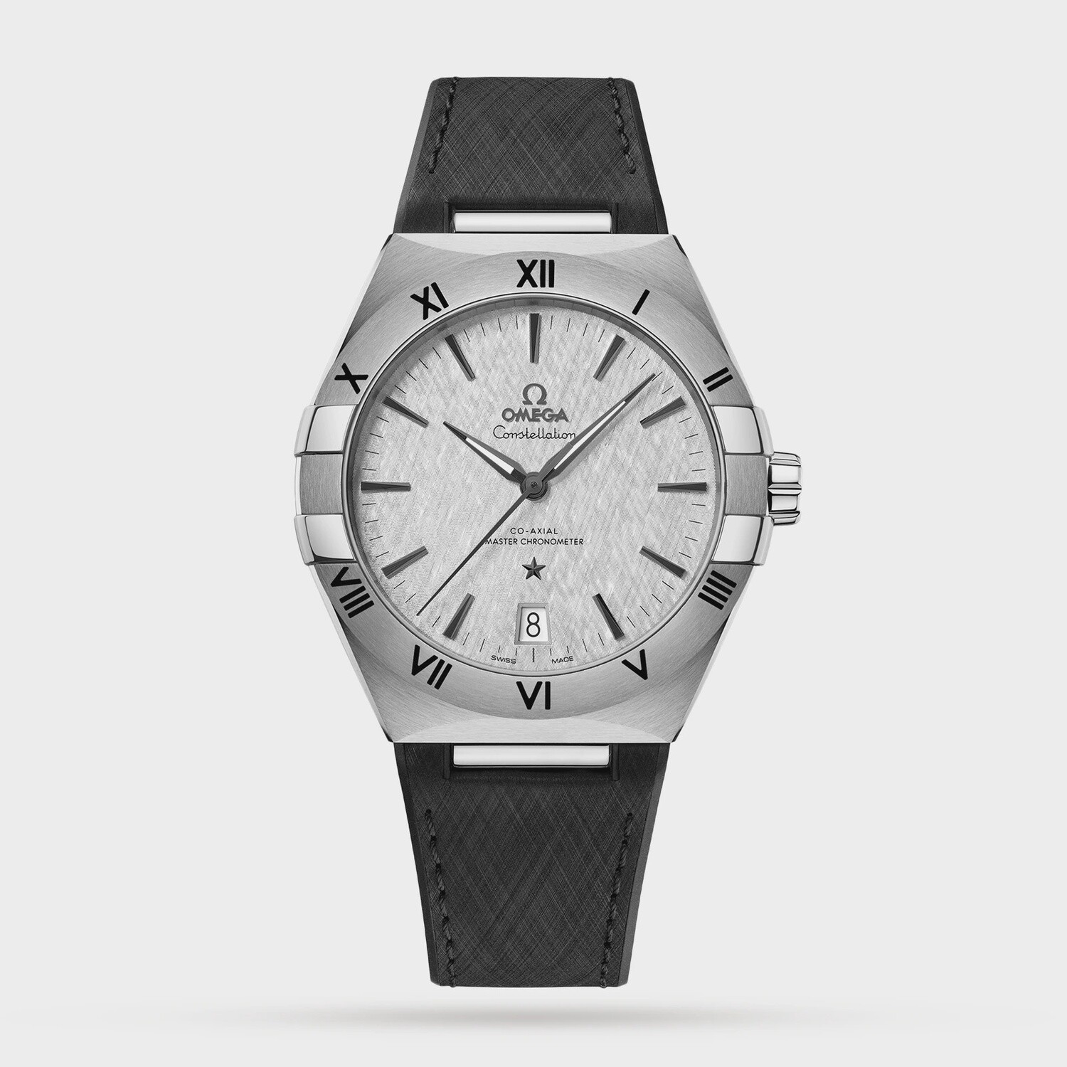 Constellation 41mm with Rhodium Silk Dial in a Stainless Steel Case on a  Black Alligator and Rubber Strap