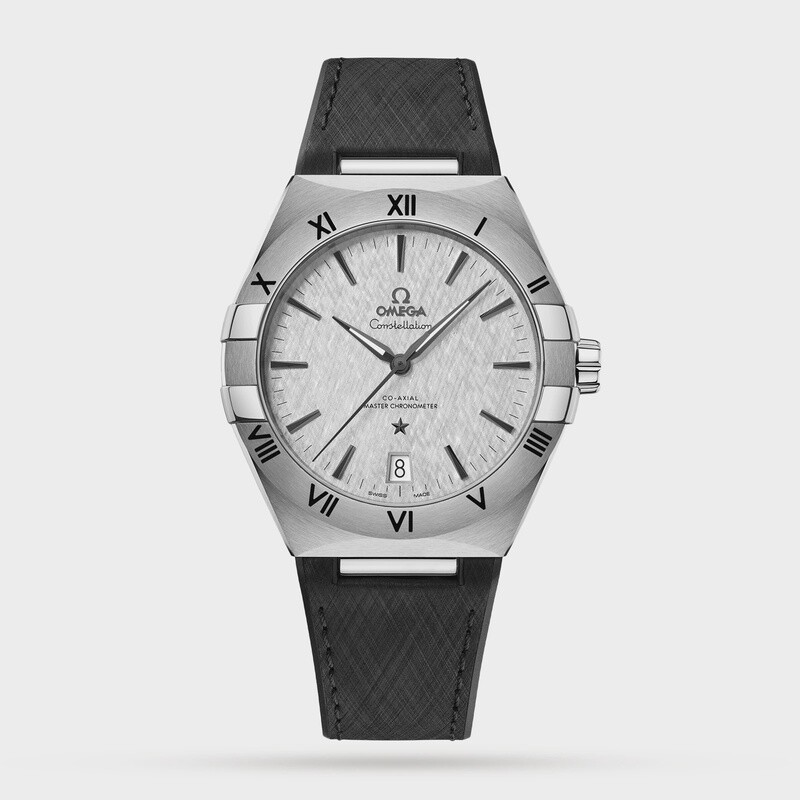 Constellation 41mm with Rhodium Silk Dial in a Stainless Steel Case on a  Black Alligator and Rubber Strap