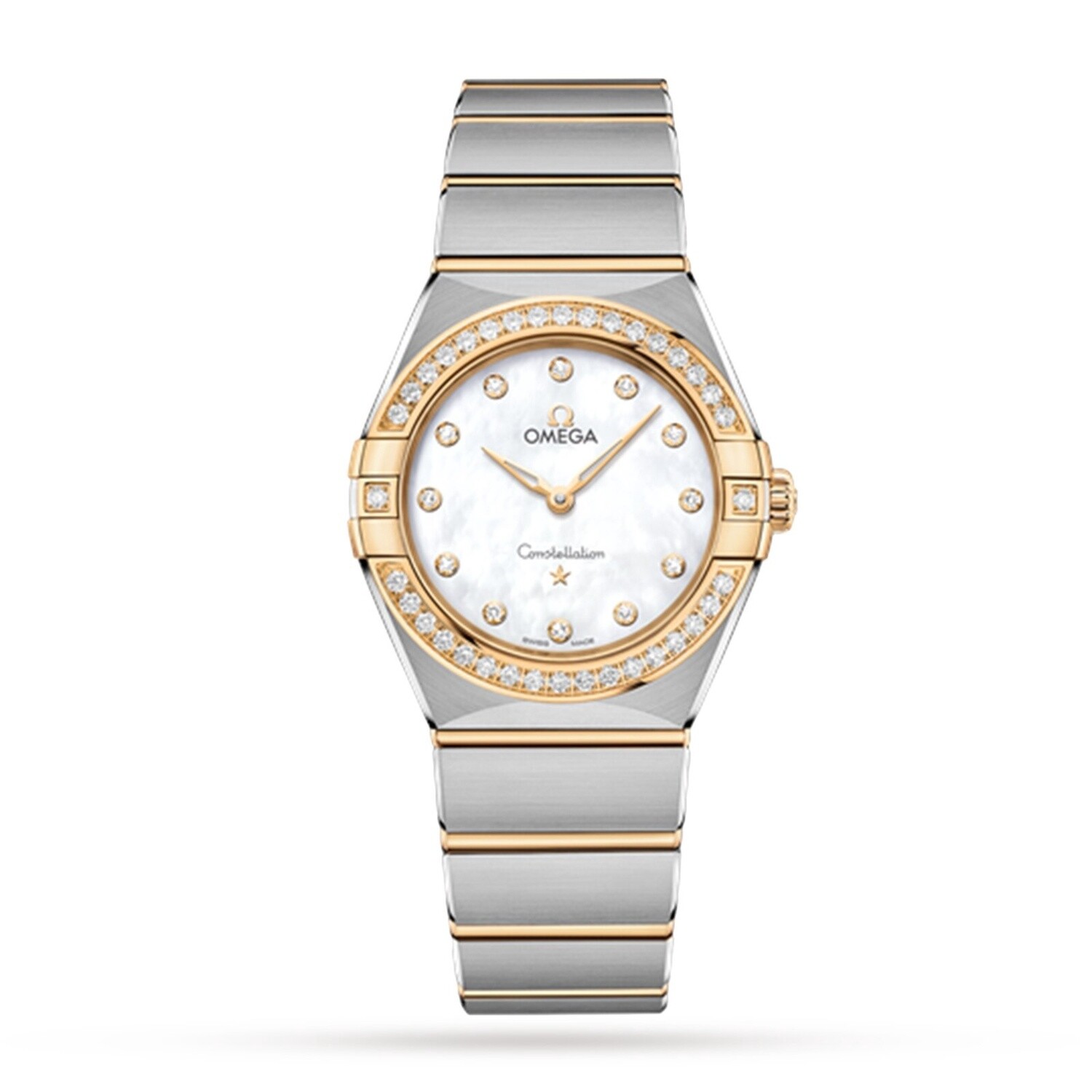 Constellation 28mm with Mother of Pearl Diamond Dial and Diamond Bezel in Stainless Steel and Yellow Gold