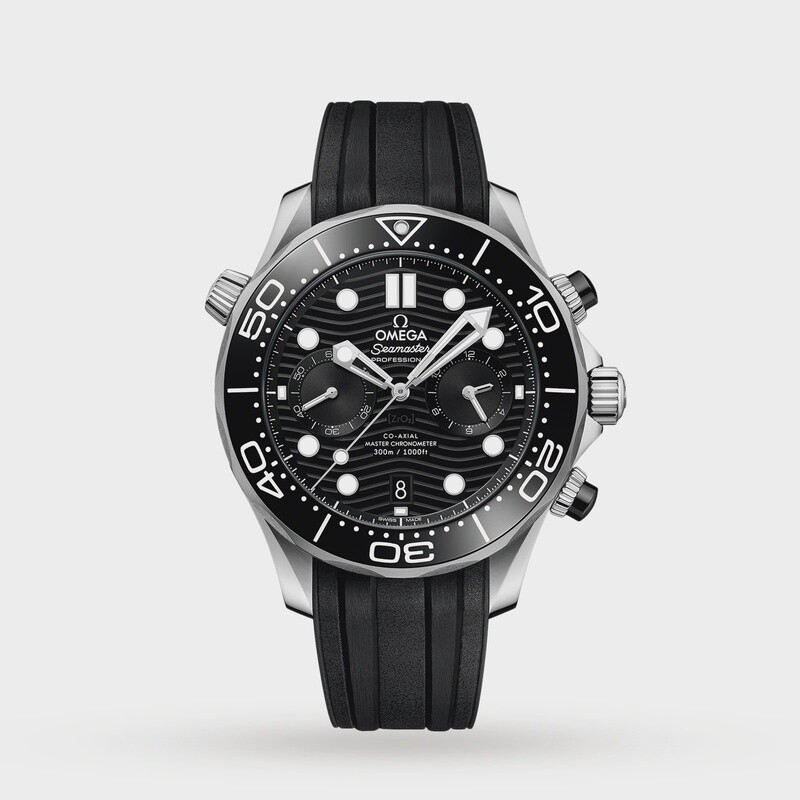 Seamaster Diver 300M Chronograph 44mm Black Dial Rubber Strap