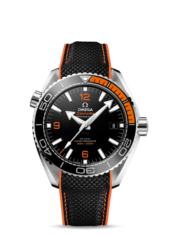 Seamaster Planet Ocean 600m 43.5mm with Black dial in Stainless Steel on a Textured Strap