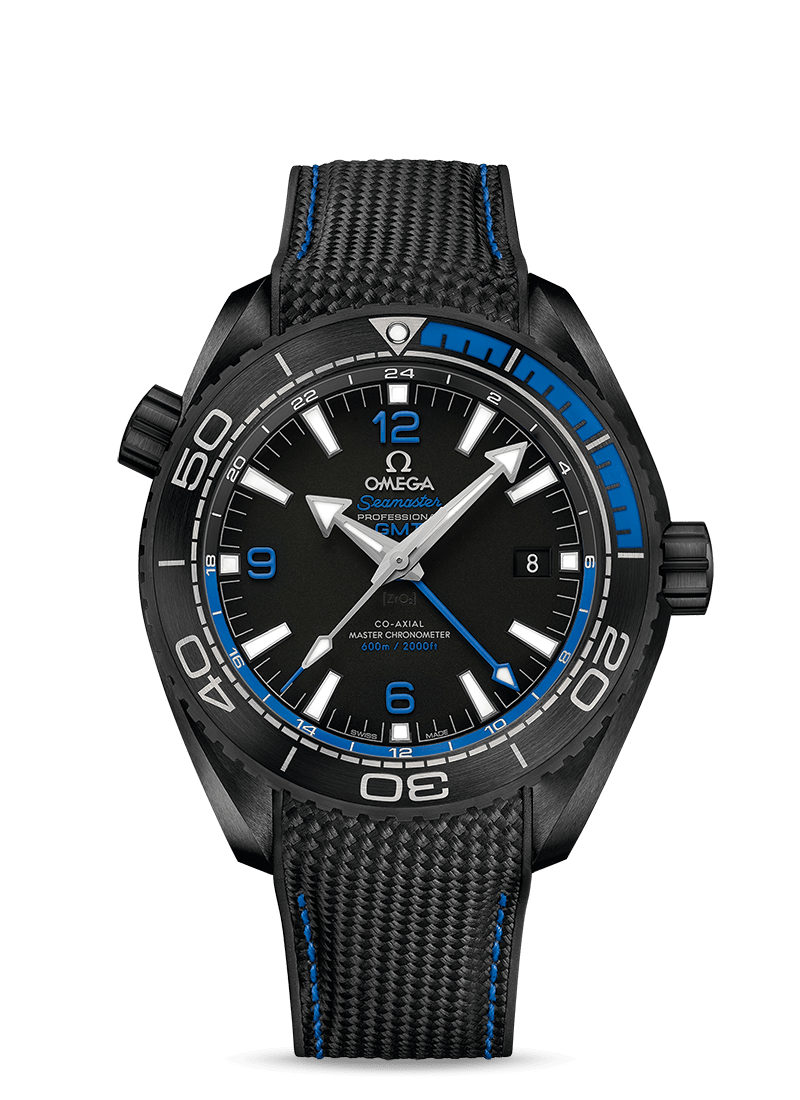 Seamaster Planet Ocean 45.5mm GMT Black Ceramic Case Black Dial on Rubber Strap