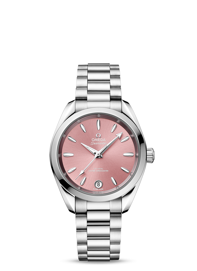Aqua Terra 34mm with Shell Pink Dial in Stainless Steel