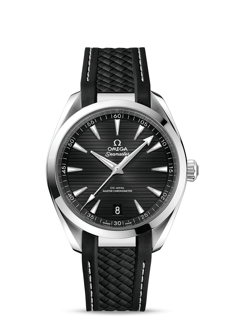 Aqua Terra 41mm with Teak Black Dial on Textured Rubber Strap
