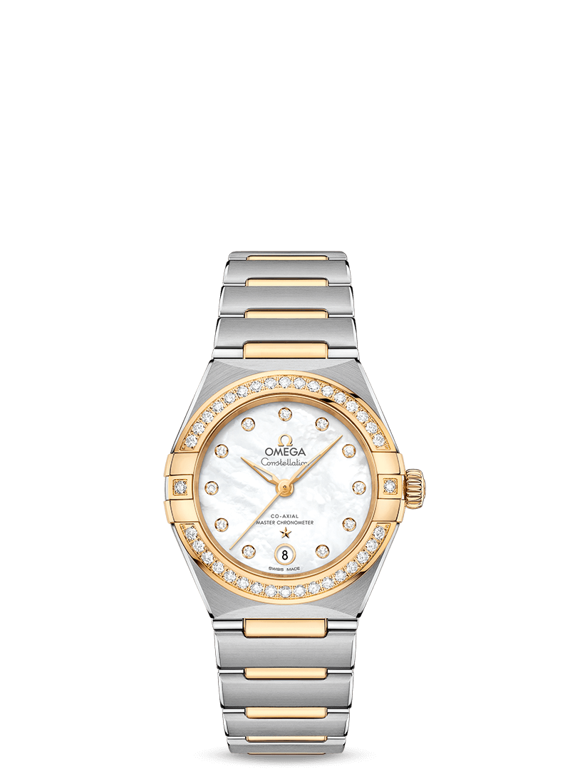 Constellation 29mm with Mother of Peral Diamond Dial and Diamond Bezel in Stainless Steel and Yellow Gold