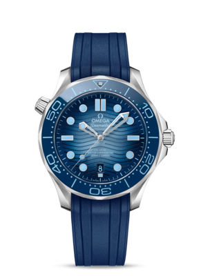 Seamaster Diver 300m 42mm with Summer Blue Dial in Stainless Steel on a Rubber Strap