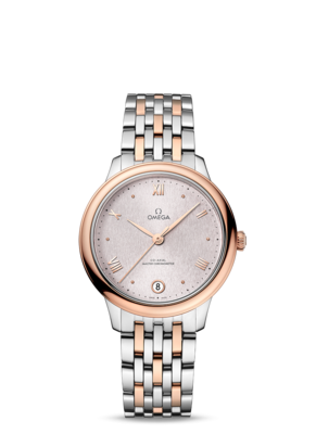 De Ville Prestige 34mm With Silver Dial in Stainless Steel and Rose Gold