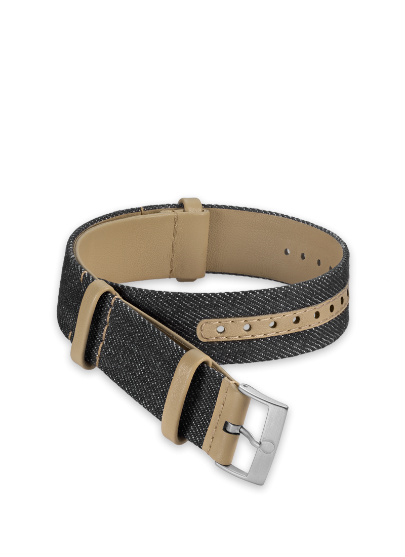Black Denim and Leather Nato Strap