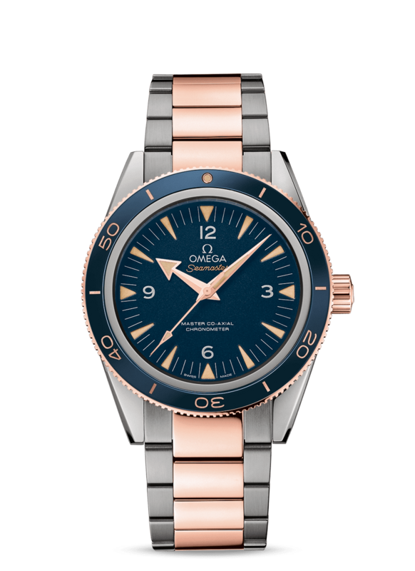 Seamaster 300 41 mm with Blue Dial in Titanium and Rose Gold