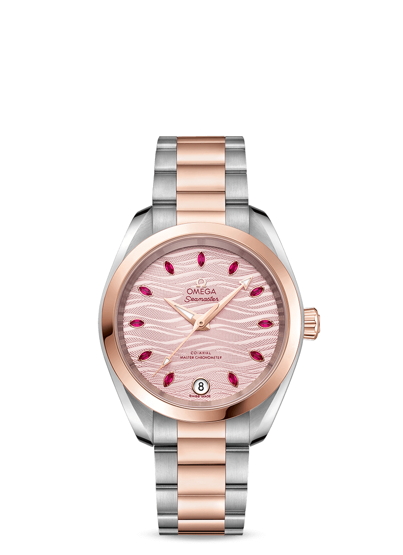 Aqua Terra 34mm with Pink Wave Dial in Stainless Steel and Rose Gold.
