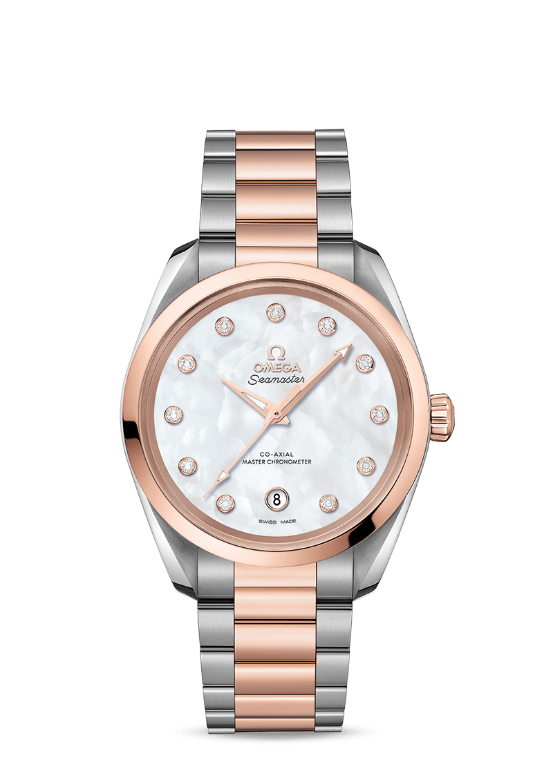 Aqua Terra 38mm with Mother of Pearl Dial in Stainless Steel and Rose Gold