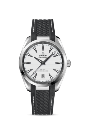 Aqua Terra 38mm with White Dial in Stainless Steel on Rubber Strap