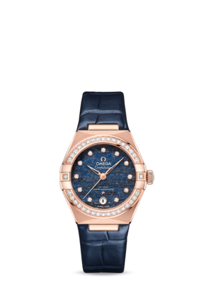 Constellation 29mm with Blue Aventurine dial in Rose Gold with Diamond Bezel on Leather Strap