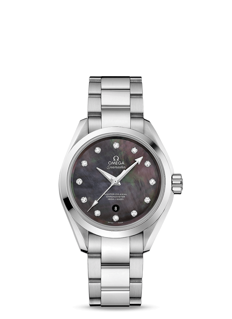 Aqua Terra 34mm with Black Mother of Pearl Dial in Stainless Steel