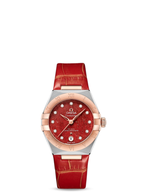 Constellation 29mm with Red Aventurine Dial in Stainless Steel and Rose Gold on Leather Strap