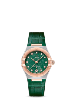 Constellation 29mm with Green Aventurine Dial in Stainless Steel and Rose Gold on Leather Strap