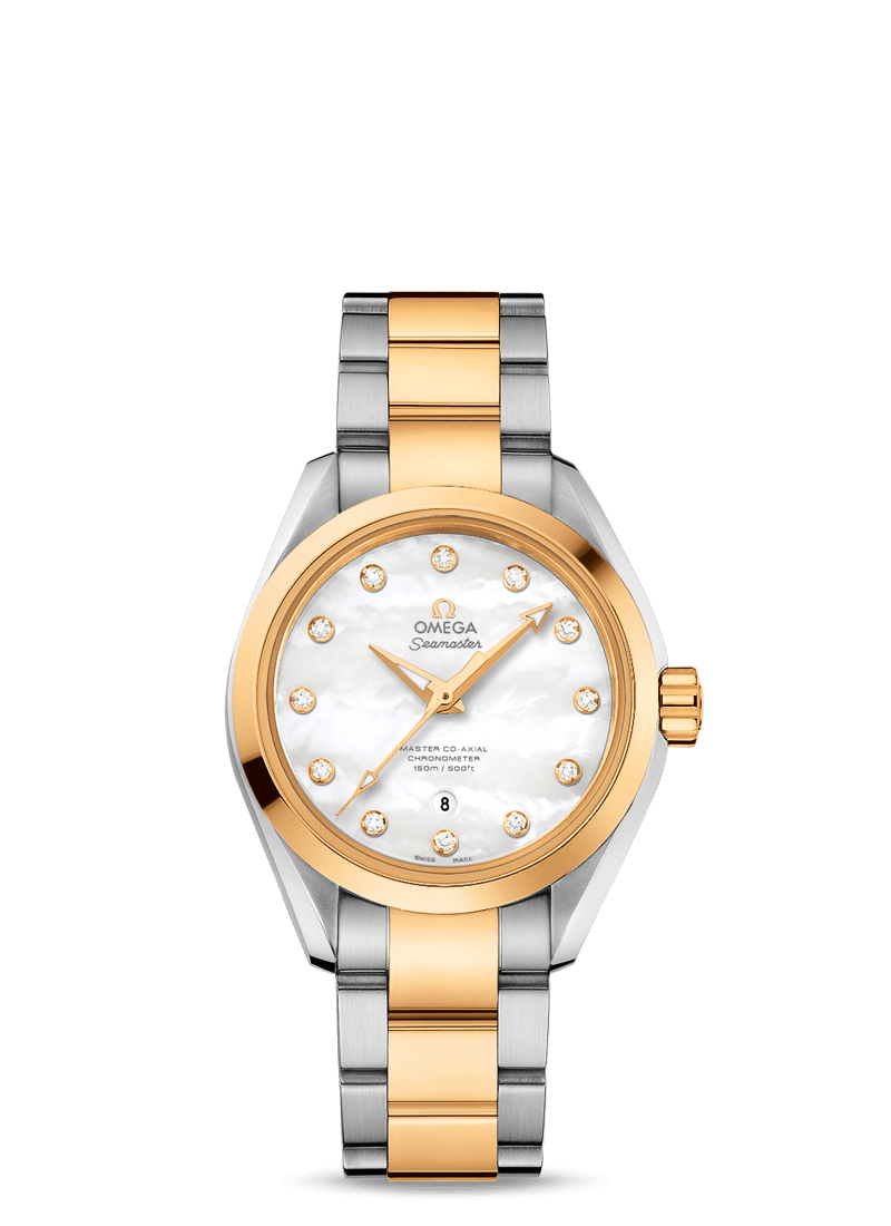 Aqua terra 34mm with Mother of Pearl Dial in Stainless Steel and Yellow Gold