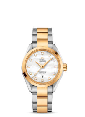 Aqua terra 34mm with Mother of Pearl Dial in Stainless Steel and Yellow Gold