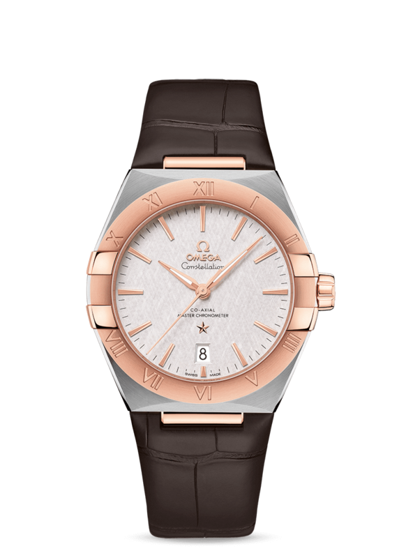 Constellation 39mm with Rhodium Silk Dial in Stainless Steel and Rose Gold on Leather Strap