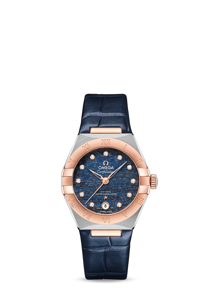 Constellation 29mm with Blue Aventurine Dial in Stainless Steel and Rose Gold on Leather Strap