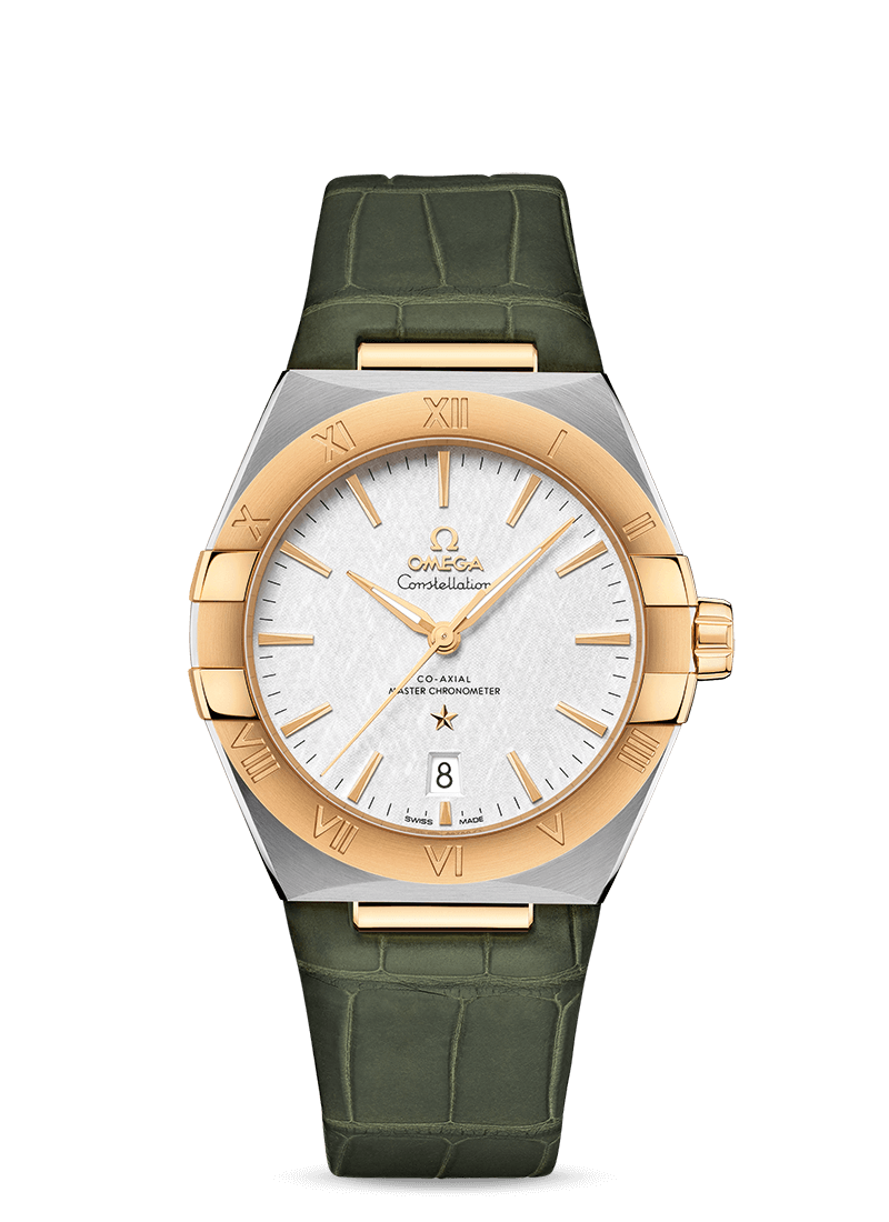 Constellation 39mm with Rhodium Silk Dial in stainless Steel and Yellow Gold on Leather Strap