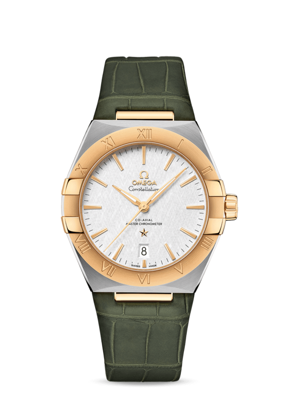 Constellation 39mm with Rhodium Silk Dial in stainless Steel and Yellow Gold on Leather Strap