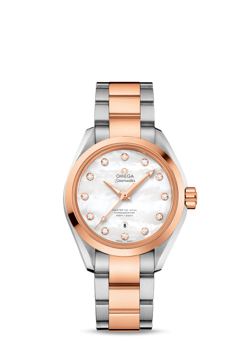 Aqua Terra 34mm with Mother of Pearl Dial in Stainless Steel and Rose Gold