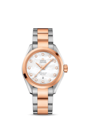 Aqua Terra 34mm with Mother of Pearl Dial in Stainless Steel and Rose Gold