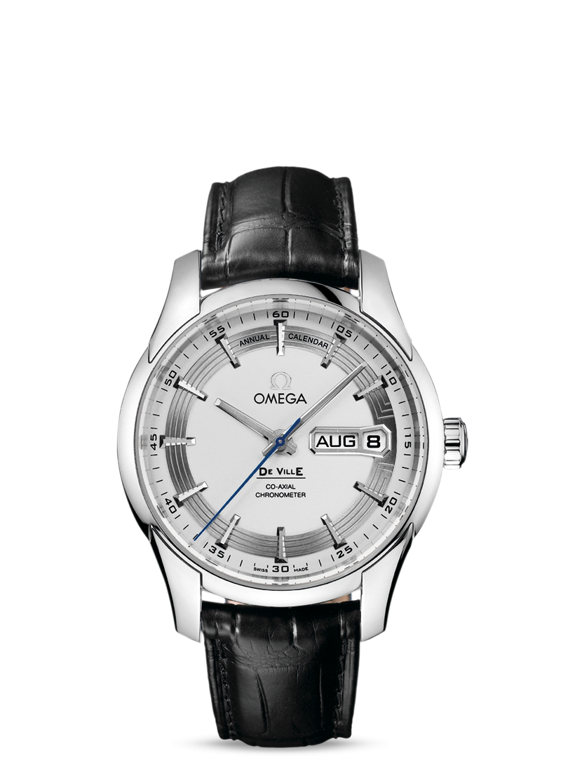 De Ville Hour Vision 41mm Annual Calendar with Silver Dial in Stainless Steel on Leather Strap